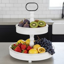 Piatto da portata a piani 2 piani bianco ripiani da appoggio