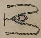 NO RESERVE Silver 30g 1926 Double Albert Pocket Watch Chain Vintage Antique