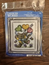 Design Works Kitty Cat Counted Cross Stitch Kit & Frame Kit #605 Vtg Craft NIP