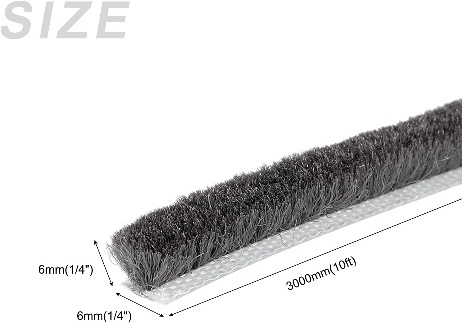 Brush Seal Weather Stripping (1/4"X1/4"X10Ft), Card Slot Door Brush Strip - for 