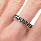 925 Sterling Silver Vintage Greek Key Oxidized Band Ring Size 12