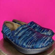 Alegria Debra Wavy Navy Leather Slip-On Loafer Sz 41