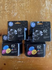4 Pack HP 62 Black  62 Tri-Color Ink Cartridges new Genuine Ink Exp 2028