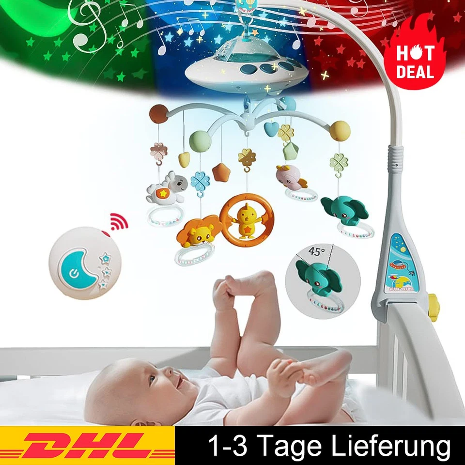 Baby Mobile mit Musik und Licht für Kinderbett Krippe Spieluhr Projektor Kinder - Bild 2 von 4