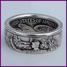 Silver Dollar Coin Ring Handmade Crafted Rare Silver Morgan Men Rings