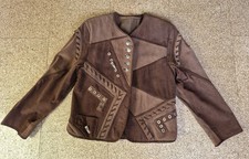 Trachten Wildleder Jacke Lederjacke Alpen Damen  38/40 braun Hirsch-Silberknöpfe