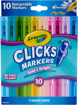 Clicks Retractable Markers - Bold (10Ct), No Dry Washable Markers for Kids, Clic