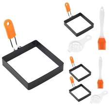 Square Egg Mold Egg Rings Set Square Egg Rings Set with Silicone Handle Nonstick