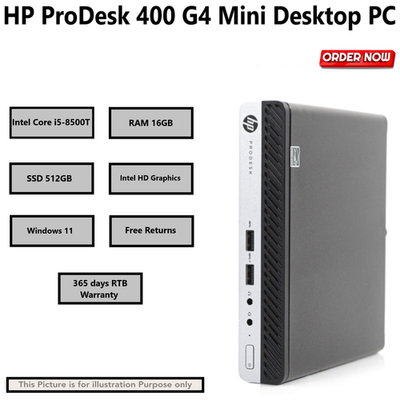 HP ProDesk 400 G4 Mini Core i3-8100T 8GB RAM 256GB NVMe SSD