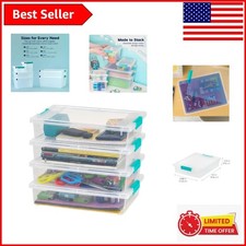 6 Qt Clear Storage Bins with Lids - 4-Pack Buckle Totes for Craft Office