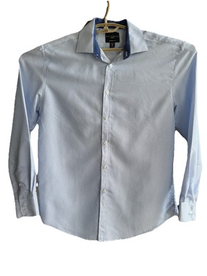Calabrum London Men s Medium Modern Fit Shirt Blue Micro Print Chest Size 40 