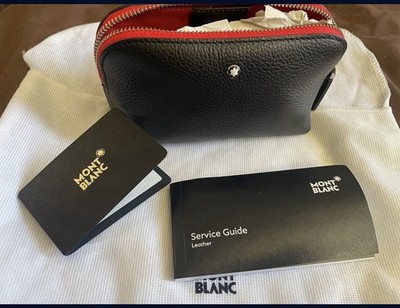Montblanc Black Red Zipper Men's Pouch Italian Calf Leather
