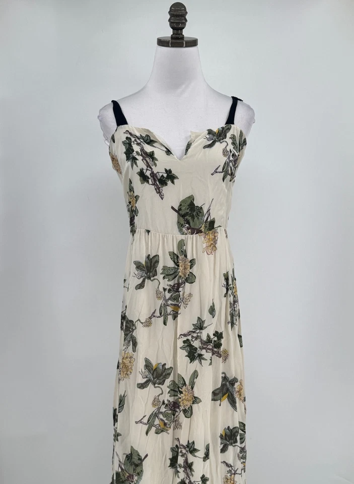 Maxi Vestido Lil Anthropologie Marfil Floral Satén Forrado Seda Capas Talla 12 Foto 2 de 4