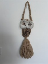 Vintage Owl Macrame Brown Wall Hanging Knotted Handmade Boho Art Home Decor 36  