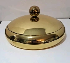 Antique Vintage Brass Covered Candy Dish With Cut Glass Bowl Insert