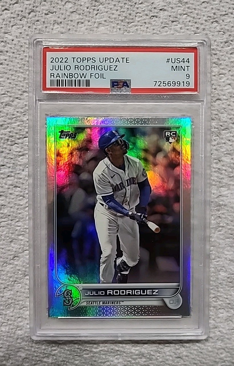2022 Topps Update Series - Julio Rodriguez #US44 Rainbow Foil (RC) - PSA 9