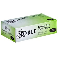 Noble Products Disposable Vinyl Gloves Large Clear Powder-Free Food Safe 100/Cas