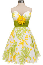 Sherri Hill Floral Homecoming Dress Strapless Green Yellow Size M/8 NWT