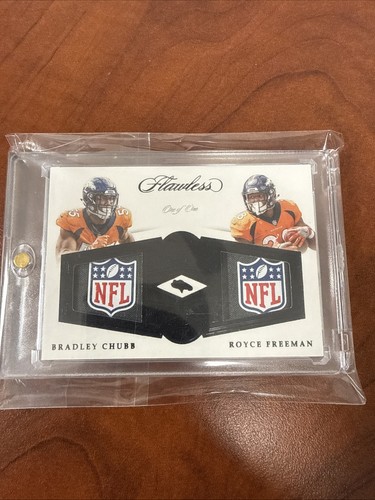 2018 Panini Flawless Dual NFL Patch 1/1 Bradley Chubb / Royce Freeman One of One