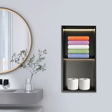 Stainless Steel Shower Niche 2-Tier Bathroom Wall Niche w/ LED Light 12x24in