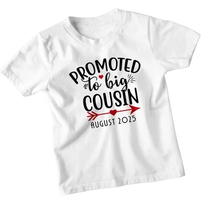 Personalisiertes Familien-Kinder-T-Shirt Promoted To Big Cousin August 2025 individuelles T-Shirt