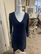 Size large Fitted Sweater Dress Navy Sparkle Low Cut Max Studio