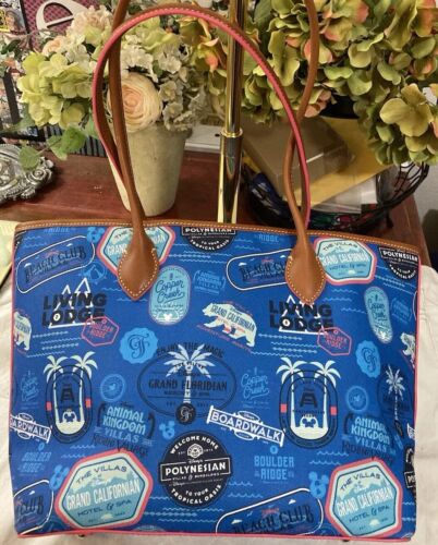 Dooney Bourke Blue Disney World Disneyland Vacation Resorts Large Tote Travel - Picture 2 of 21