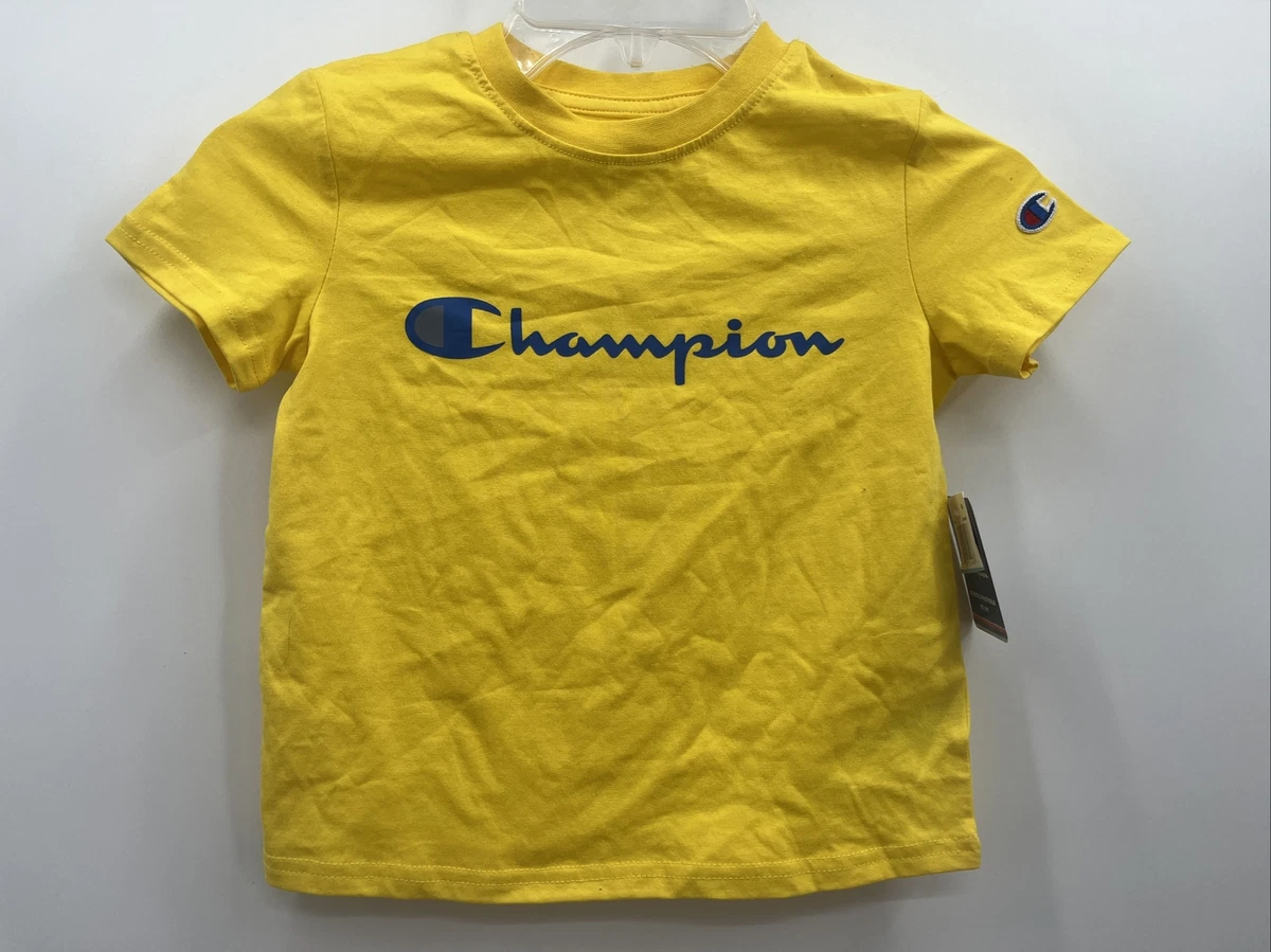 Champion Logo Baby Boy s Toddler Short Sleeve Crew Neck Yellow T