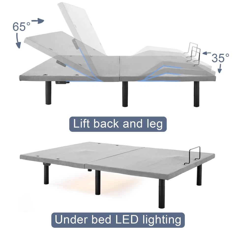 Adjustable Electric FULL Bed Base Frame with Massage Wireless Remote USB - Image 4 of 4