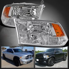 For 09-18 Dodge Ram 1500/2500/3500 Quad Chrome Headlights Parking Signal Lamps