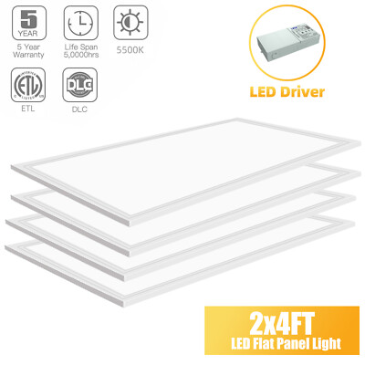 2x4FT 75W 5000K LED Troffer Panel Light 0-10V Dimmable Drop Ceiling Light 4PCS
