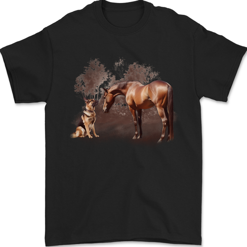 Hund und Pferd Deutscher Schäferhund Elsässer Herren T-Shirt 100 % Baumwolle - Bild 2 von 2