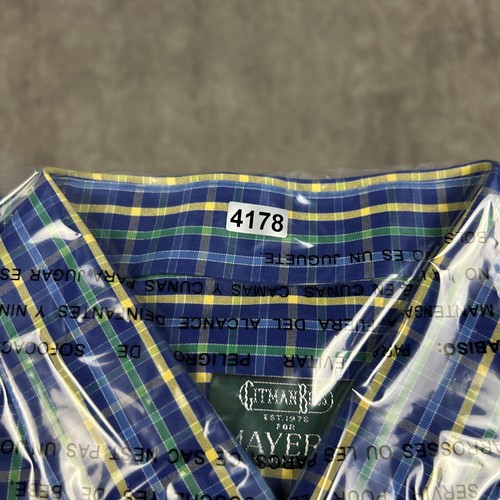 Gitman Bros Shirt Mens XL Blue Check Button Down Cotton Vintage Y2K Business - Picture 9 of 9