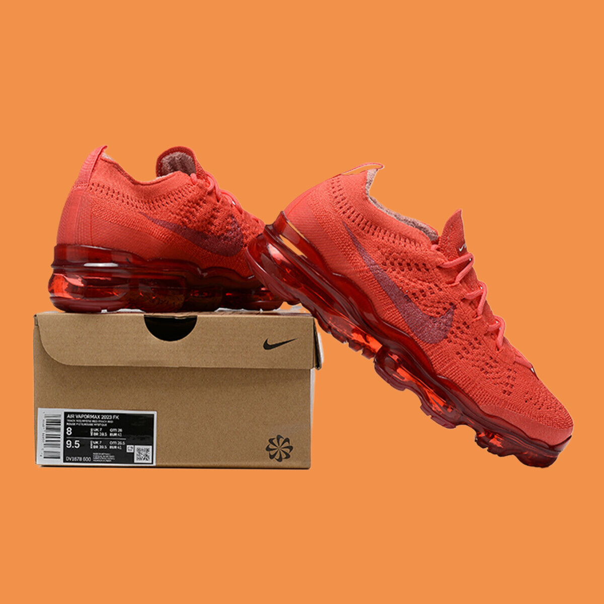 Nike Air Vapormax FK 2023 Triple Red Mens DV1678-600 US 10.5 UK 9.5 EU 44.5 28.5 Nike Air VaporMax 2023 Flyknit Triple Red - DV1678-600 main image 2