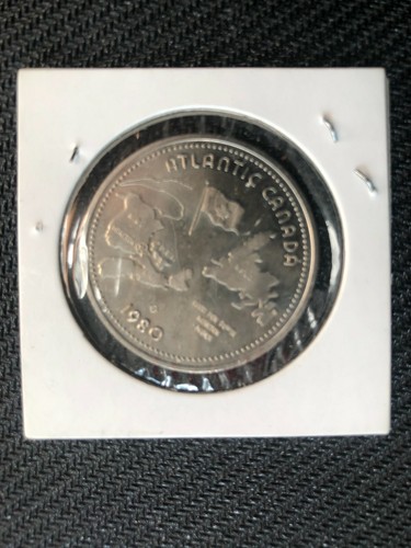 Dólar comercial 1980 Moncton NB ficha nuevo Brunswick Air Canada escoba plateada langosta - Imagen 2 de 2