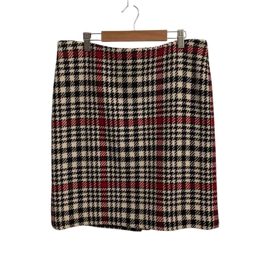 Falda Talbots Lana Espiga Roja Blanca Negra Talla 10