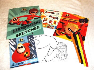 Incredibles 2 Coloring Set-Closable Tin, 2018. New, but Small Dent in The Tin