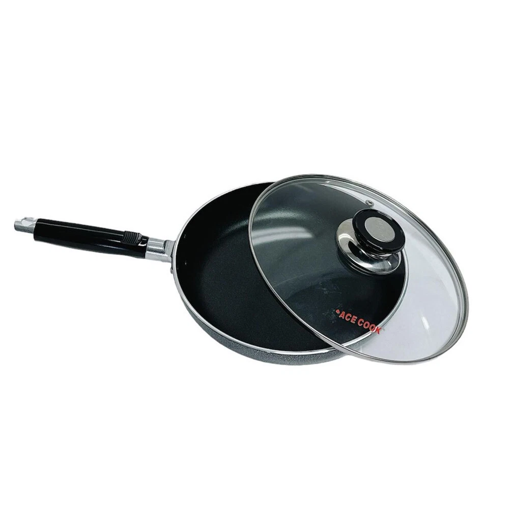 11" Nonstick Frying Pan with Glass Lid Deep Skillet with Handle, Dishwasher Safe