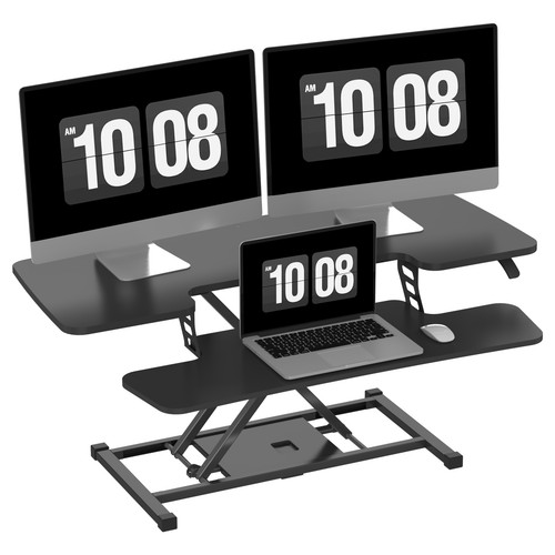 FunniHomi Standing Desk Converter Height Adjustable with Keyboard Tray, Black - Picture 3 of 49