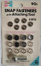 Vintage NOS Dyno Decorative Snap Fasteners Western Horseshoes 6 Sets With Tool