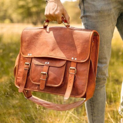Shoulder Briefcase Satchel New Handmade Crossbody Laptop Men's Brown Bag