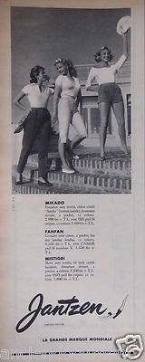 WERBUNG 1957 JANTZEN HOSE KORSAREN SHORT - ADVERTISING