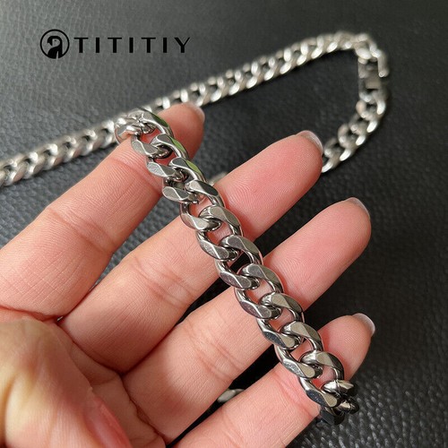 New Pure Titanium 10.5mm Cuban Chain Necklace Men Smooth Surface Thickened 25.6"
