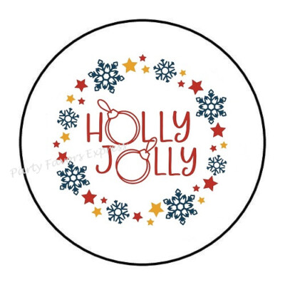 2cm 32xAufkleber Sticker Brief Post Holy Jolly Christmas Wreath Rund R899