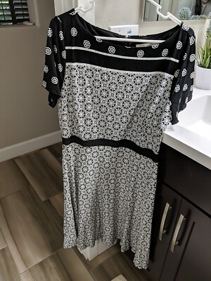 black and white loft dress Ann Taylor LOFT Black & White Plaid Halter Neck Cotton Dress