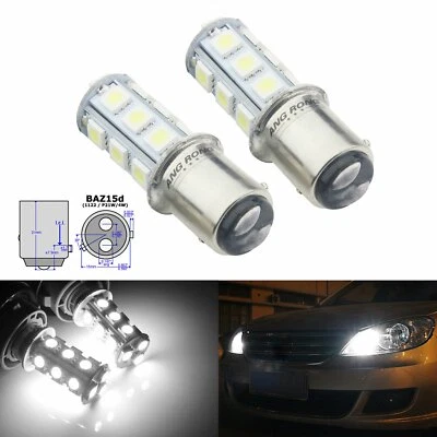 Kit Ampoules LED Blanc BAZ15d P21/4W 18 SMD Feux de Jour Arrière Stop Lampe 12V - Photo 1/4