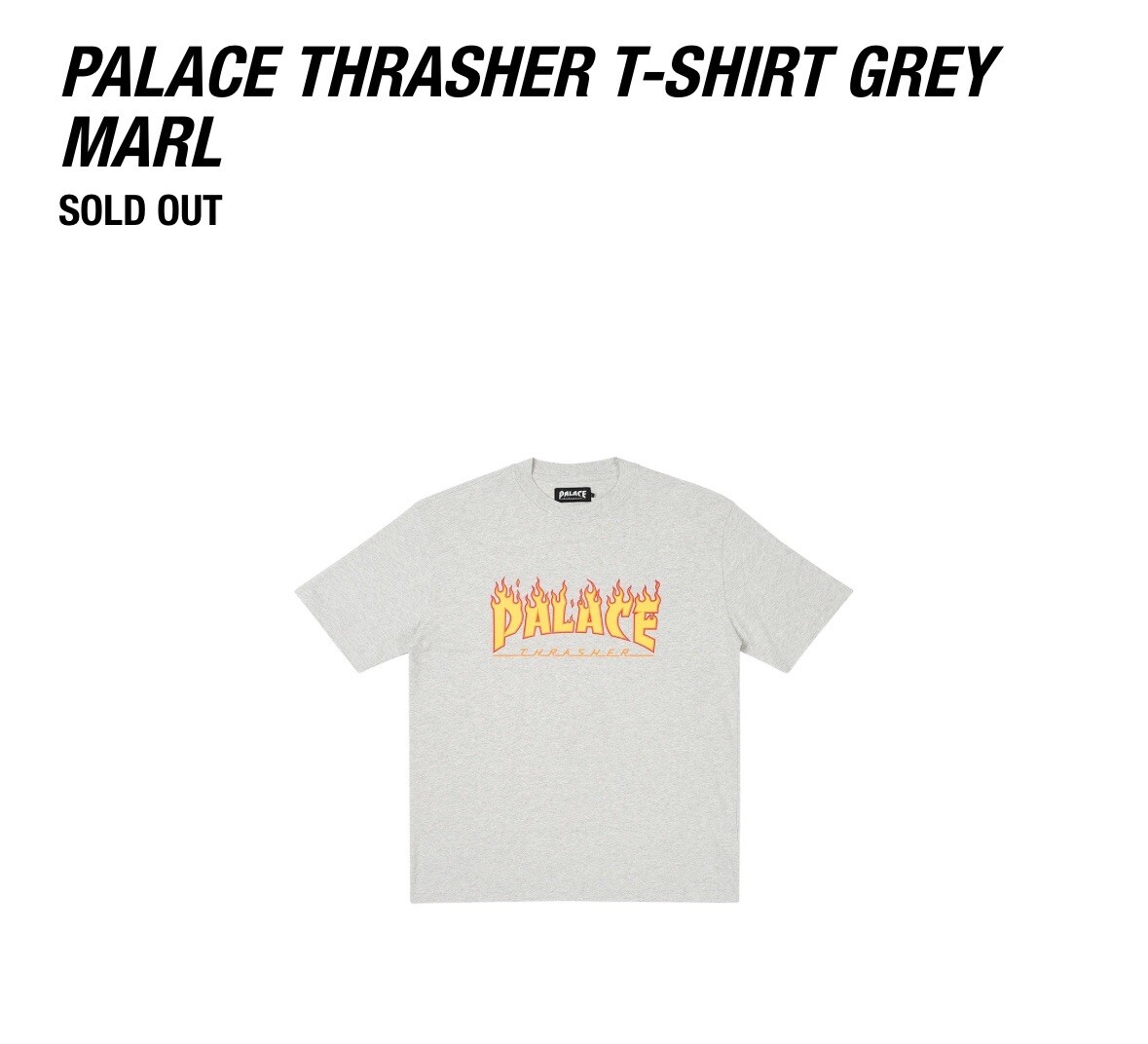 Brand New Palace x Thrasher T-shirt Tee - Grey Marl - Size M  