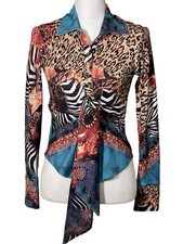 BOHO CHIC Multicolor Button Front W/Tie Long Sleeve Top Made In USA Women’s Sz S