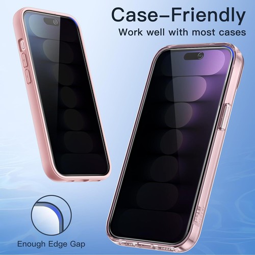 2-Pack Privacy Tempered Glass Screen Protector for iPhone 15 Pro - 第 12/12 張圖片