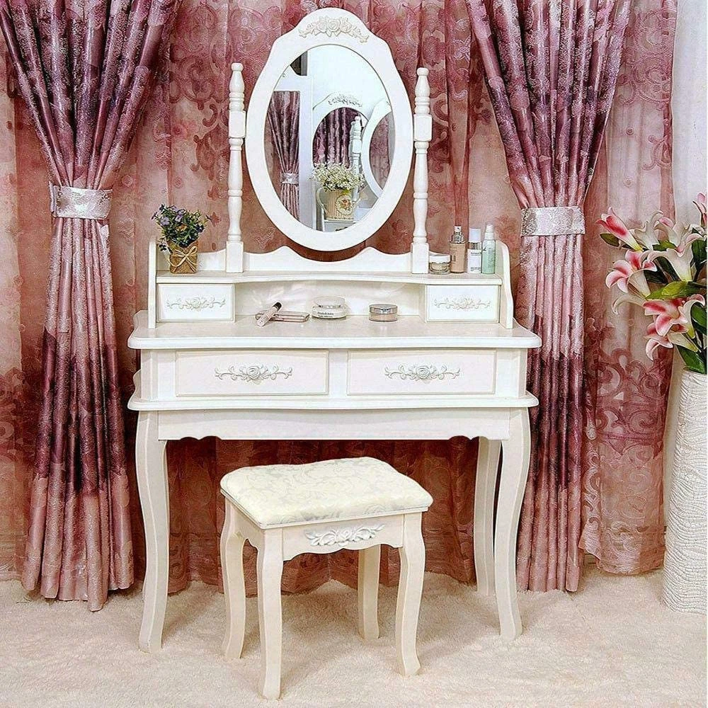 Makeup table and stool set outlet
